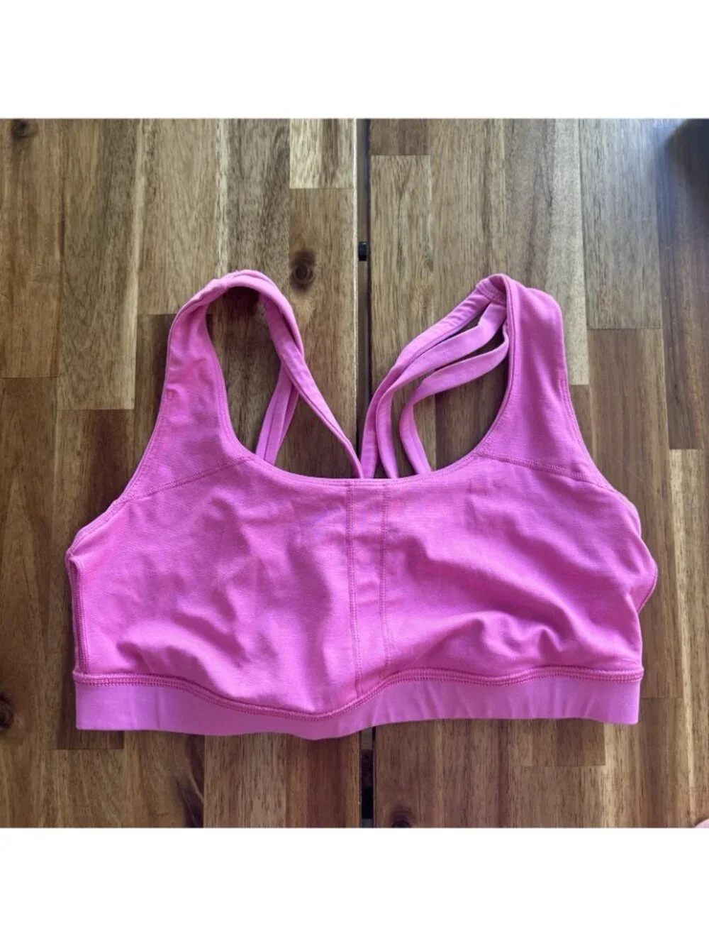 Lululemon Women’s Sports Bra SZ 8 Pink Preppy Sporty Gym Workout NO CUPS INSERTS